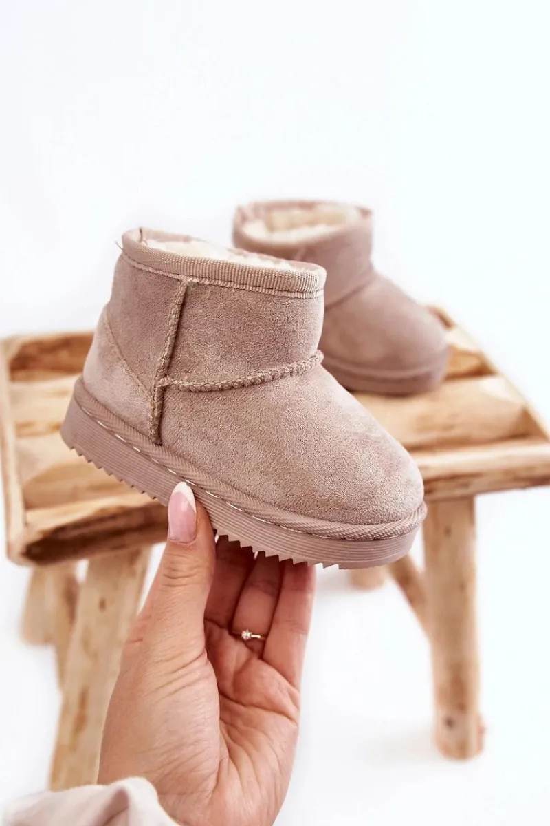 Dziewczęce|Chłopięce>Boto Dziecięce Ocieplane Botki Śniegowce Jasnobeżowe Gooby Beżowy