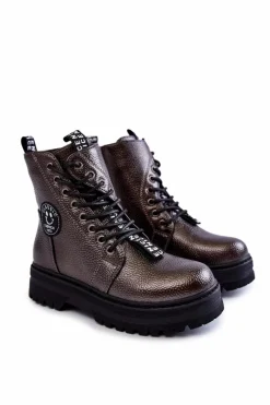 Clearance Evento Dziecięce Ocieplane Botki Trapery Ciemnoszare Conley