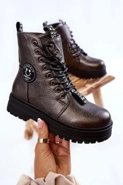 Clearance Evento Dziecięce Ocieplane Botki Trapery Ciemnoszare Conley