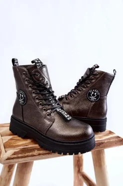 Clearance Evento Dziecięce Ocieplane Botki Trapery Ciemnoszare Conley