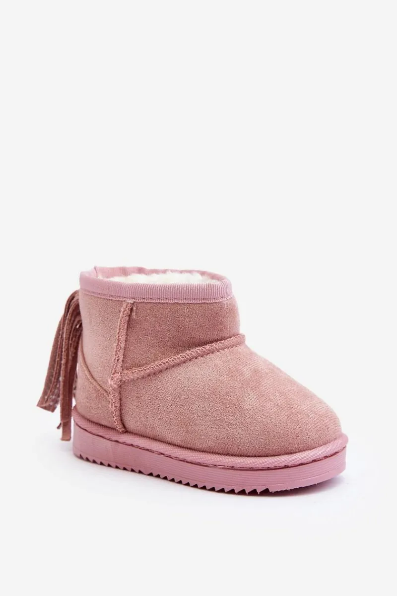 Sale Boto Dziecięce Ocieplane Botki Śniegowce Z Frędzlami Różowe Mikyla Różowy