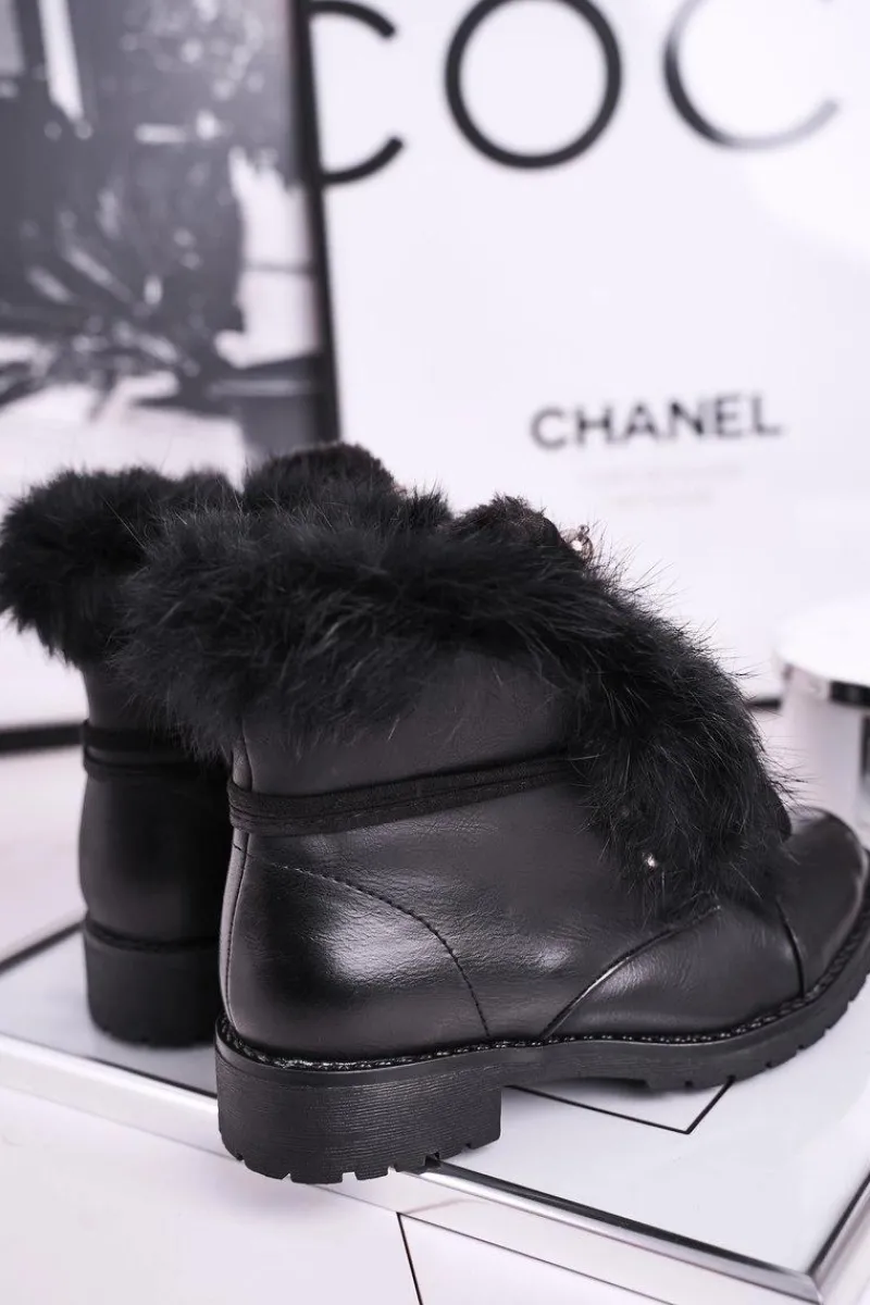 Sale Boto Dziecięce Ocieplane Botki Z Futerkiem Czarne Ella