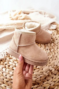 Dziewczęce|Chłopięce>Boto Dziecięce Ocieplane Botki Śniegowce Beżowe Gooby