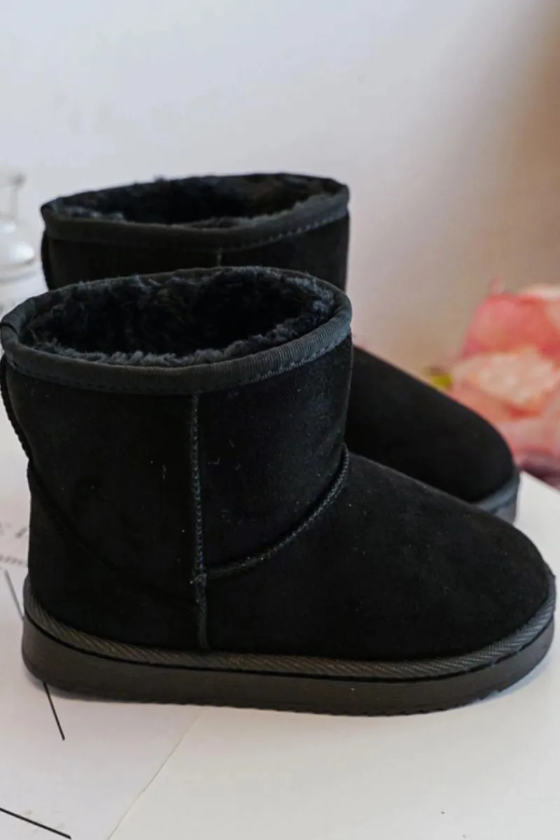 New Dziecięce Ocieplane Botki Śniegowce Czarne Gooby Dzieci Dziewczęce|Chłopięce