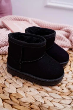 New Dziecięce Ocieplane Botki Śniegowce Czarne Gooby Dzieci Dziewczęce|Chłopięce