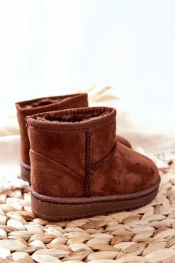 Hot Dziecięce Ocieplane Botki Śniegowce Brązowe Gooby Dzieci Dziewczęce|Chłopięce