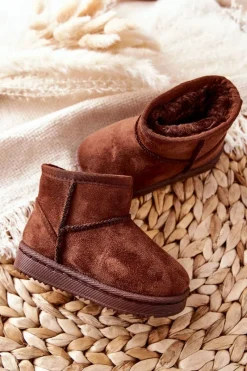 Hot Dziecięce Ocieplane Botki Śniegowce Brązowe Gooby Dzieci Dziewczęce|Chłopięce