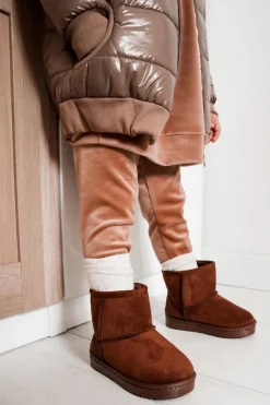 Hot Dziecięce Ocieplane Botki Śniegowce Brązowe Gooby Dzieci Dziewczęce|Chłopięce