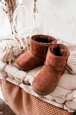 Hot Dziecięce Ocieplane Botki Śniegowce Brązowe Gooby Dzieci Dziewczęce|Chłopięce