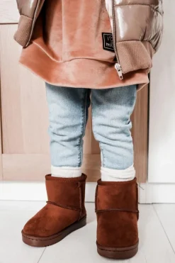 Hot Dziecięce Ocieplane Botki Śniegowce Brązowe Gooby Dzieci Dziewczęce|Chłopięce