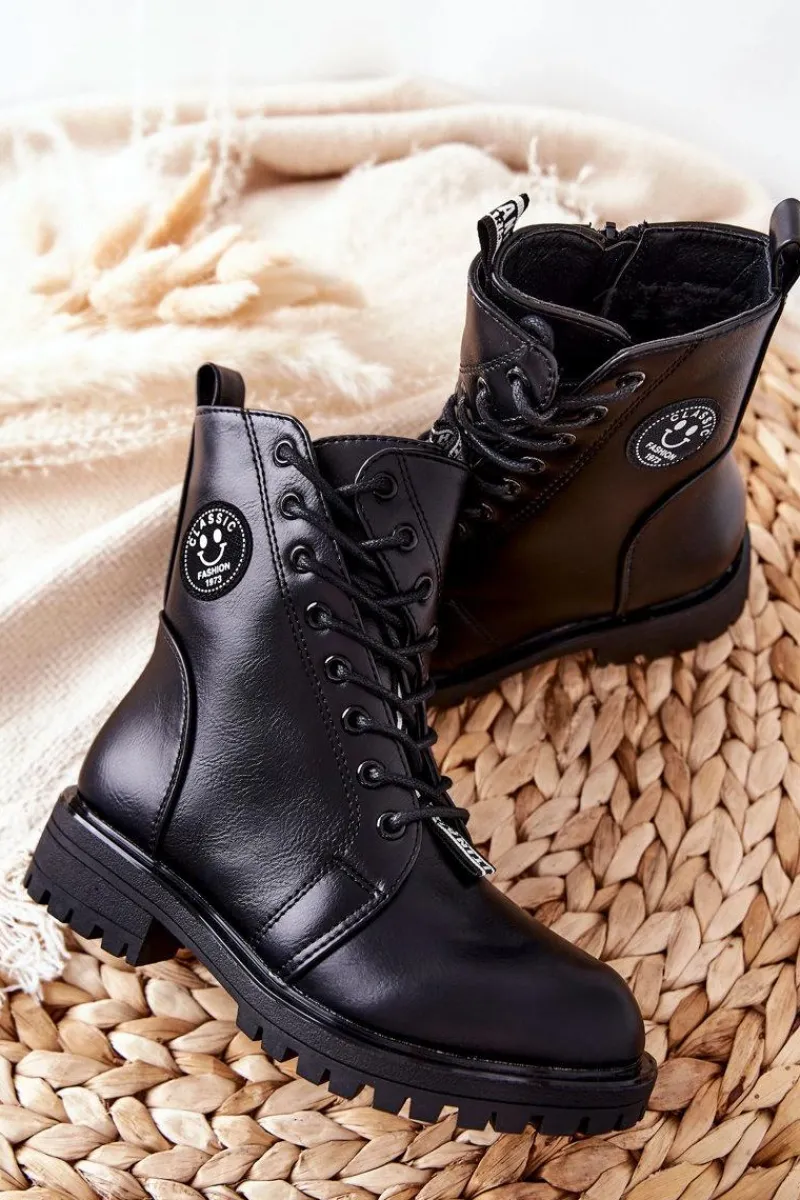 Hot Evento Dziecięce Ocieplane Botki Workery Czarne Rosalie