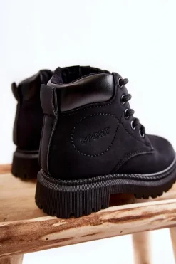 Boto Dziecięce Ocieplane Botki Trapery Czarne Cheddy