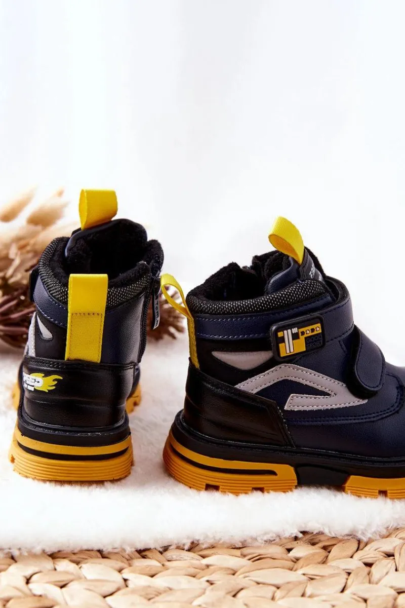 Chłopięce>Boto Dziecięce Ocieplane Botki Na Rzepy Granatowe Fruzio