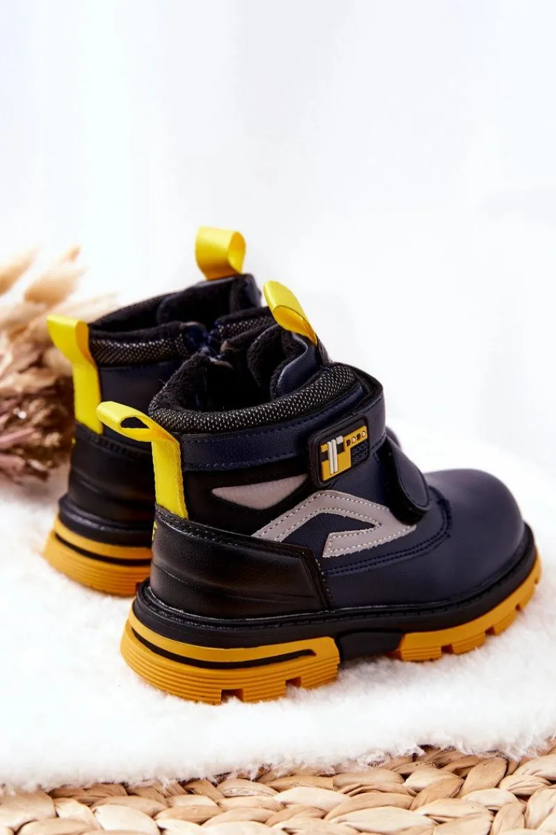 Chłopięce>Boto Dziecięce Ocieplane Botki Na Rzepy Granatowe Fruzio