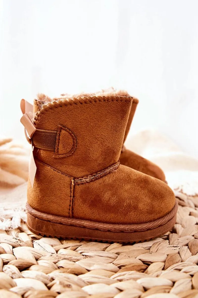 Outlet Dziecięce Ocieplane Botki Śniegowce Khaki Funky Dzieci Dziewczęce|Chłopięce