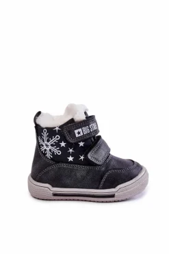 Sale Big Star Shoes Dziecięce Ocieplane Botki Na Rzepy Big Star KK374191 Czarne