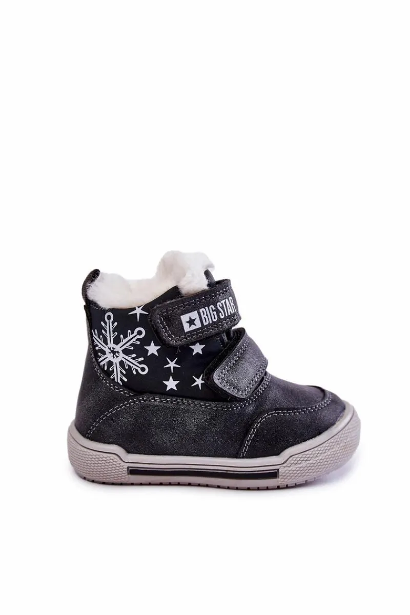 Sale Big Star Shoes Dziecięce Ocieplane Botki Na Rzepy Big Star KK374191 Czarne
