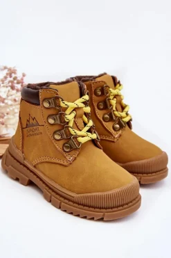 Chłopięce|Dziewczęce>Evento Dziecięce Ocieplane Botki Trapery Camel Walter Brązowy