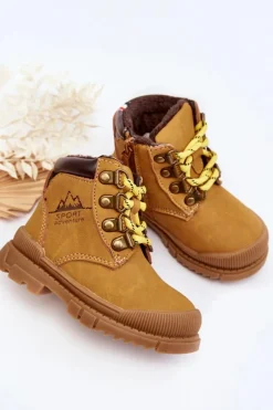 Chłopięce|Dziewczęce></noscript>Evento Dziecięce Ocieplane Botki Trapery Camel Walter Brązowy