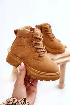 Sale Boto Dziecięce Ocieplane Botki Trapery Camel Cheddy