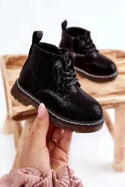 Dziewczęce>Boto Dziecięce Ocieplane Botki Na Suwak Czarne Betsy
