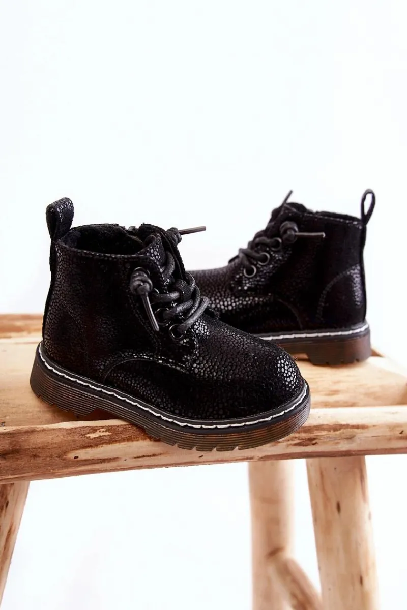 Dziewczęce>Boto Dziecięce Ocieplane Botki Na Suwak Czarne Betsy