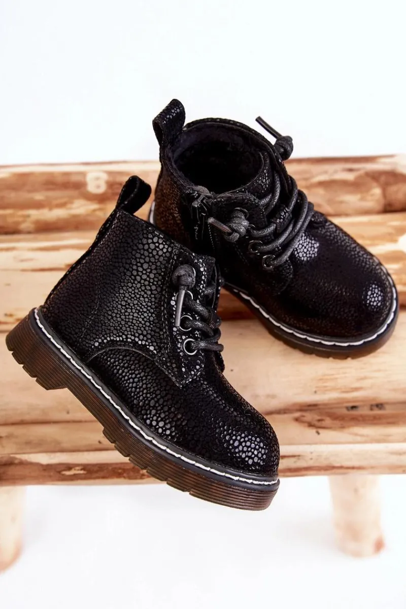 Dziewczęce>Boto Dziecięce Ocieplane Botki Na Suwak Czarne Betsy