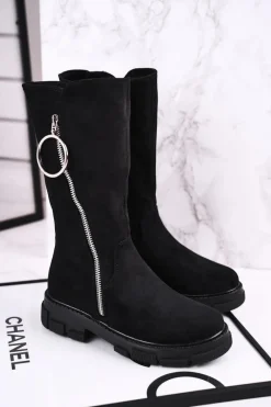 Clearance Boto Dziecięce Ocieplane Botki Kozaki Czarne Norabel