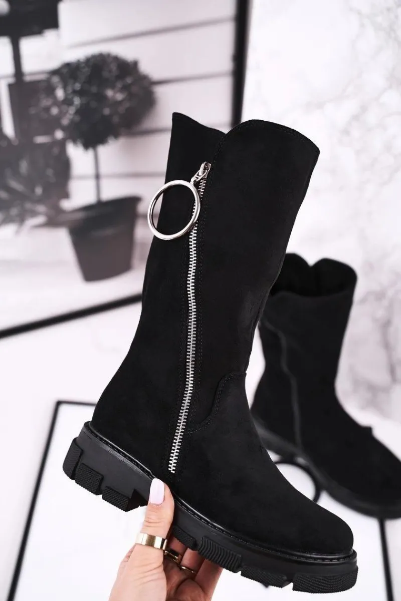 Clearance Boto Dziecięce Ocieplane Botki Kozaki Czarne Norabel