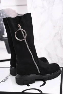 Clearance Boto Dziecięce Ocieplane Botki Kozaki Czarne Norabel