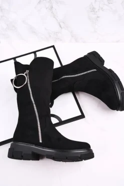 Clearance Boto Dziecięce Ocieplane Botki Kozaki Czarne Norabel