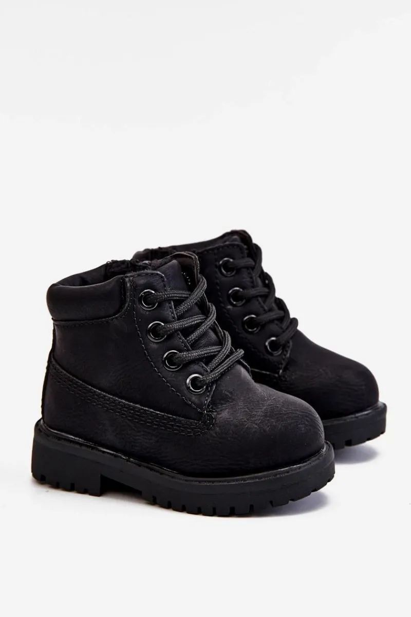 Discount Dziecięce Ocieplane Czarne Trapery Botki Dexter Dzieci Chłopięce|Dziewczęce