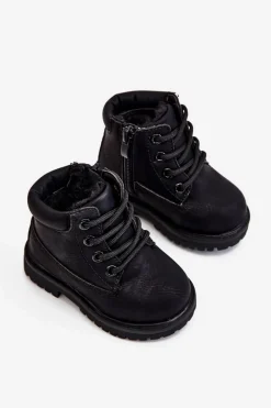 Discount Dziecięce Ocieplane Czarne Trapery Botki Dexter Dzieci Chłopięce|Dziewczęce