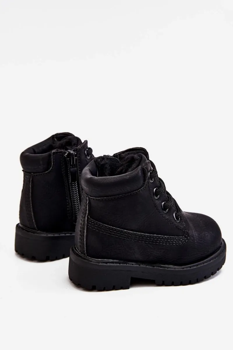 Discount Dziecięce Ocieplane Czarne Trapery Botki Dexter Dzieci Chłopięce|Dziewczęce