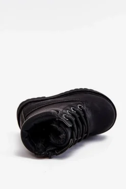 Discount Dziecięce Ocieplane Czarne Trapery Botki Dexter Dzieci Chłopięce|Dziewczęce