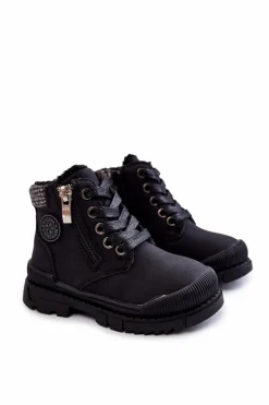 Sale Dziecięce Ocieplane Futerkiem Botki Trapery Czarne Hopper Dzieci Chłopięce|Dziewczęce