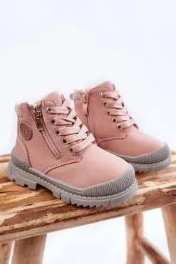 Dziewczęce>Evento Dziecięce Ocieplane Futerkiem Botki Trapery Różowe Hopper