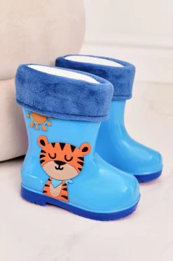 Chłopięce>Boto Dziecięce Ocieplane Kalosze Z Tygryskiem Niebieskie