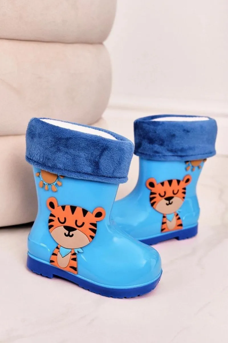 Chłopięce>Boto Dziecięce Ocieplane Kalosze Z Tygryskiem Niebieskie