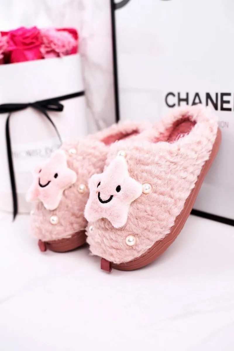 Best Dziecięce Ocieplane Klapki Papcie Różowe Little Star Dzieci Dziewczęce