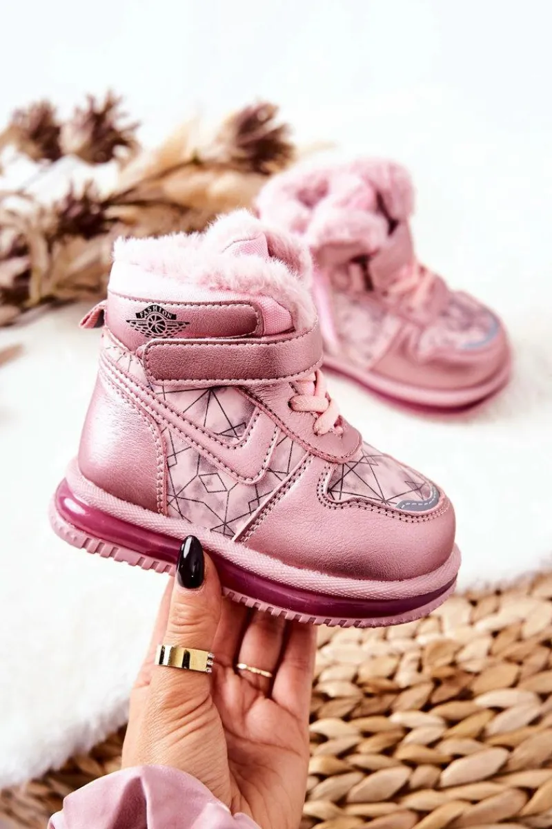 Dziewczęce|Dziewczęce>Boto Dziecięce Ocieplane Śniegowce Botki Różowe Shirinell