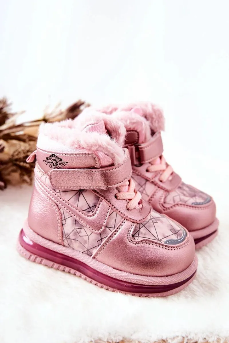 Dziewczęce|Dziewczęce>Boto Dziecięce Ocieplane Śniegowce Botki Różowe Shirinell