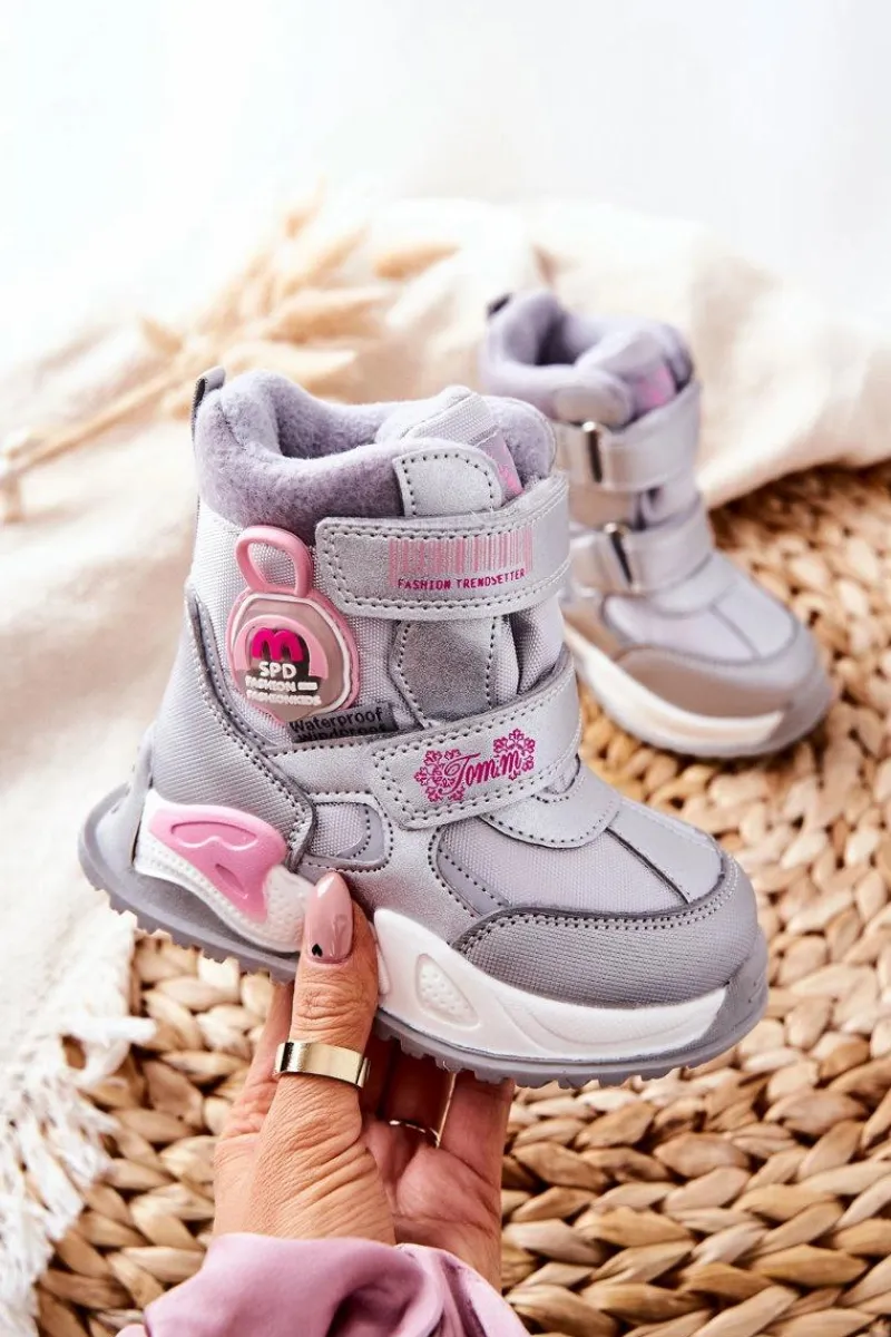 Dziewczęce|Dziewczęce>Boto Dziecięce Ocieplane Śniegowce Botki Srebrne Nemi