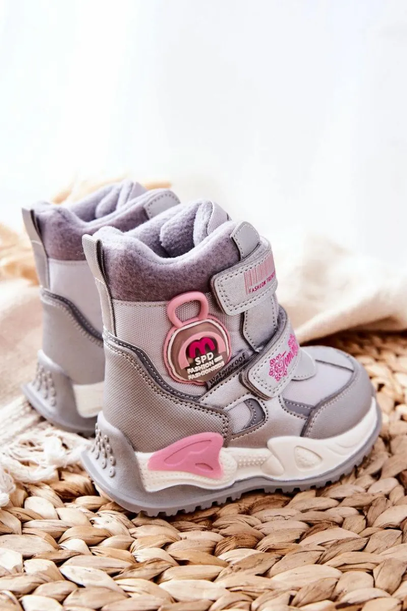 Dziewczęce|Dziewczęce>Boto Dziecięce Ocieplane Śniegowce Botki Srebrne Nemi