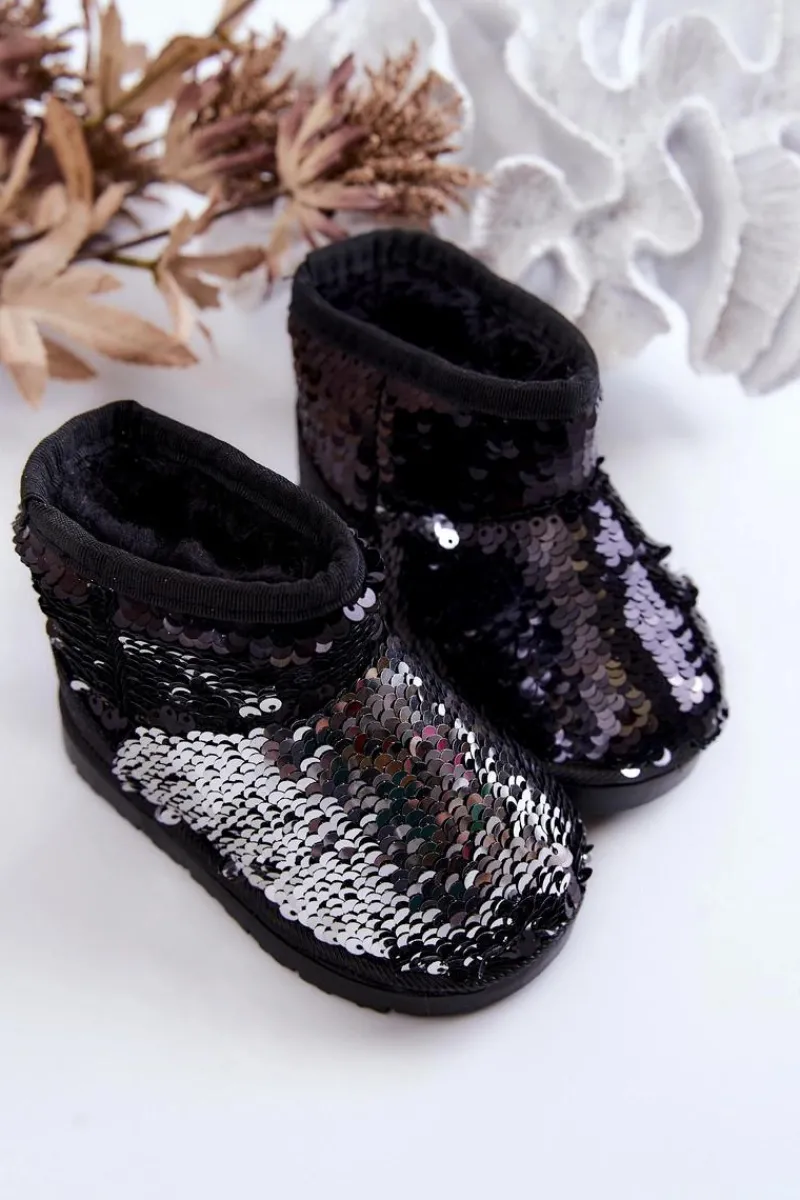 Dziewczęce|Dziewczęce>Boto Dziecięce Ocieplane Śniegowce Z Cekinami Czarne Shard