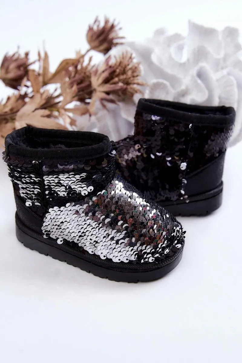 Dziewczęce|Dziewczęce>Boto Dziecięce Ocieplane Śniegowce Z Cekinami Czarne Shard