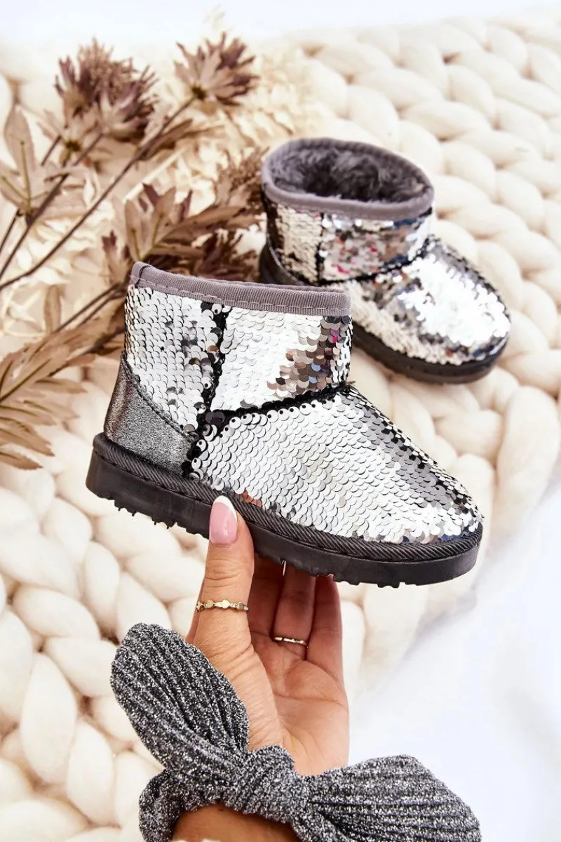 Hot Dziecięce Ocieplane Śniegowce Z Cekinami Srebrne Shard Dzieci Dziewczęce