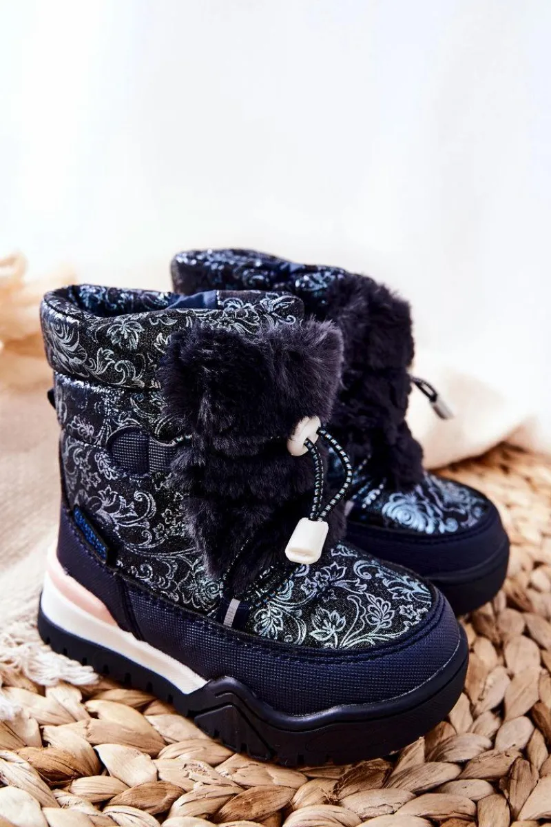 Dziewczęce|Dziewczęce>Boto Dziecięce Ocieplane Śniegowce Z Futerkiem Granatowe Dessa