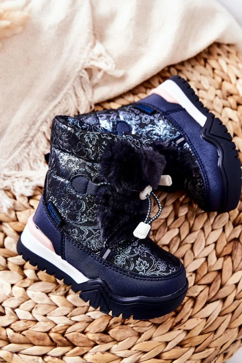 Dziewczęce|Dziewczęce>Boto Dziecięce Ocieplane Śniegowce Z Futerkiem Granatowe Dessa