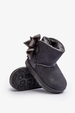 Dziewczęce|Chłopięce></noscript>Boto Dziecięce Ocieplane Śniegowce Z Kokardą Szare Snowis Szary